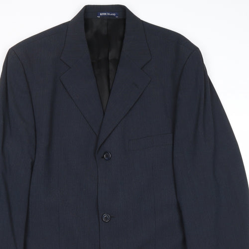River Island Mens Blue Polyester Jacket Suit Jacket Size 40 Regular