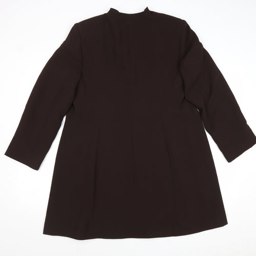 ELVI Womens Brown Overcoat Coat Size 16 Button