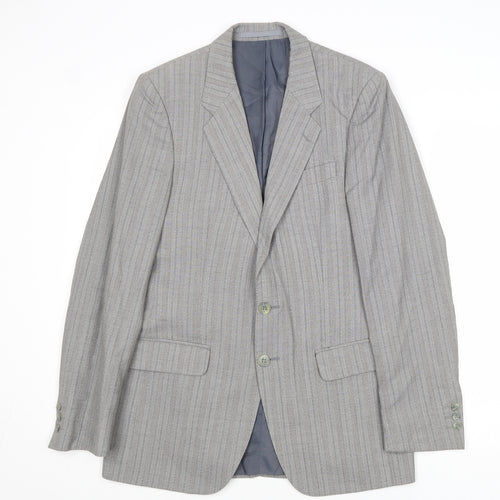 Gurtex Mens Grey Striped Polyester Jacket Suit Jacket Size 38 Regular