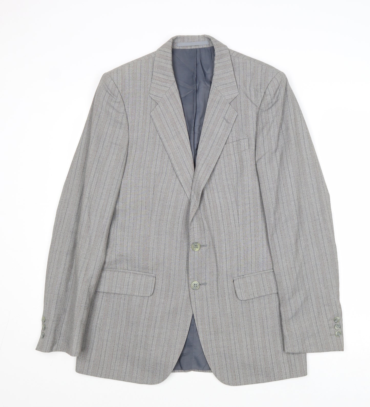 Gurtex Mens Grey Striped Polyester Jacket Suit Jacket Size 38 Regular