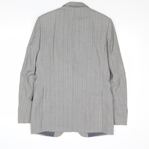 Gurtex Mens Grey Striped Polyester Jacket Suit Jacket Size 38 Regular