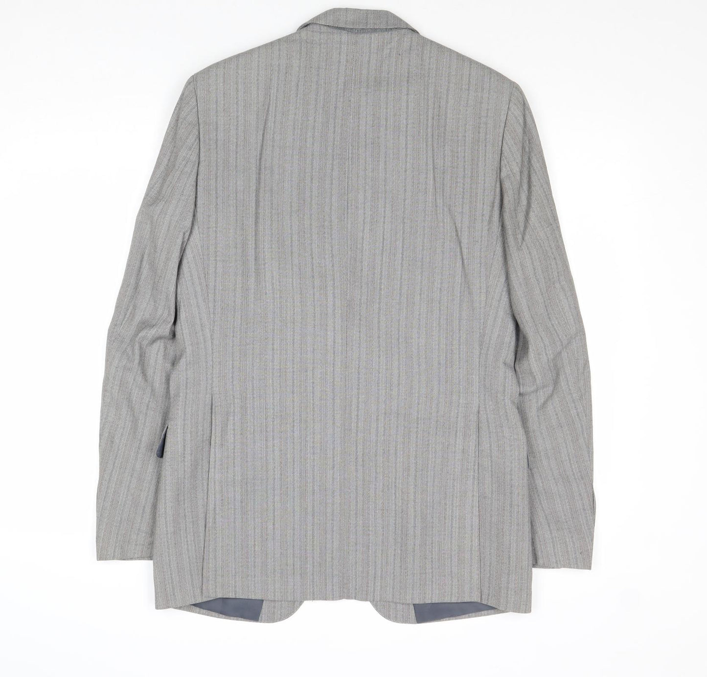 Gurtex Mens Grey Striped Polyester Jacket Suit Jacket Size 38 Regular