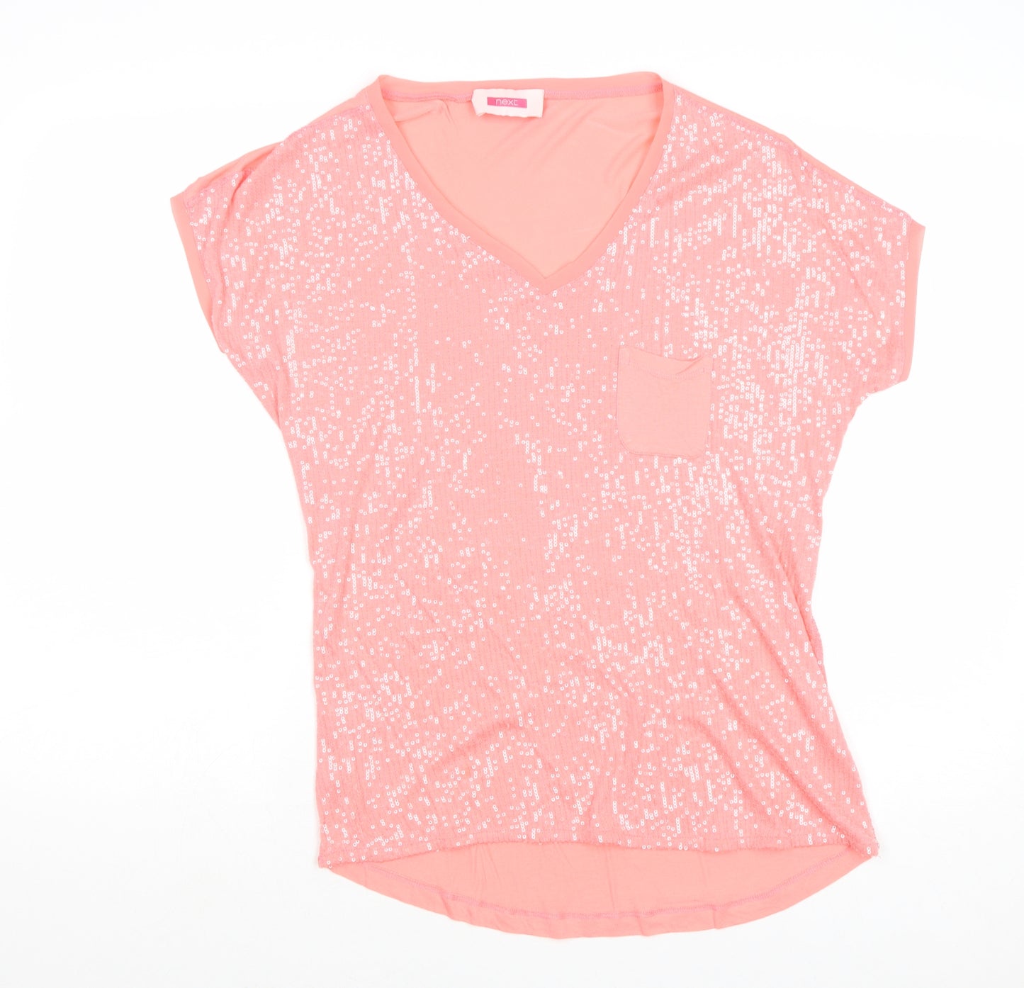 NEXT Womens Pink Viscose Basic Blouse Size 8 V-Neck