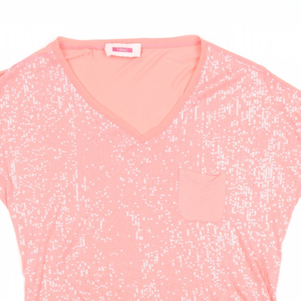 NEXT Womens Pink Viscose Basic Blouse Size 8 V-Neck
