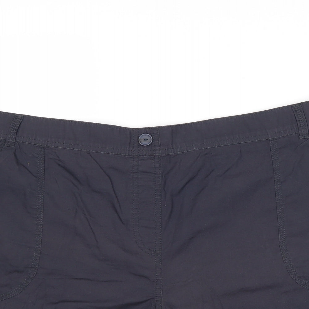 Bonmarché Womens Blue Cotton Chino Shorts Size 24 Regular Pull On