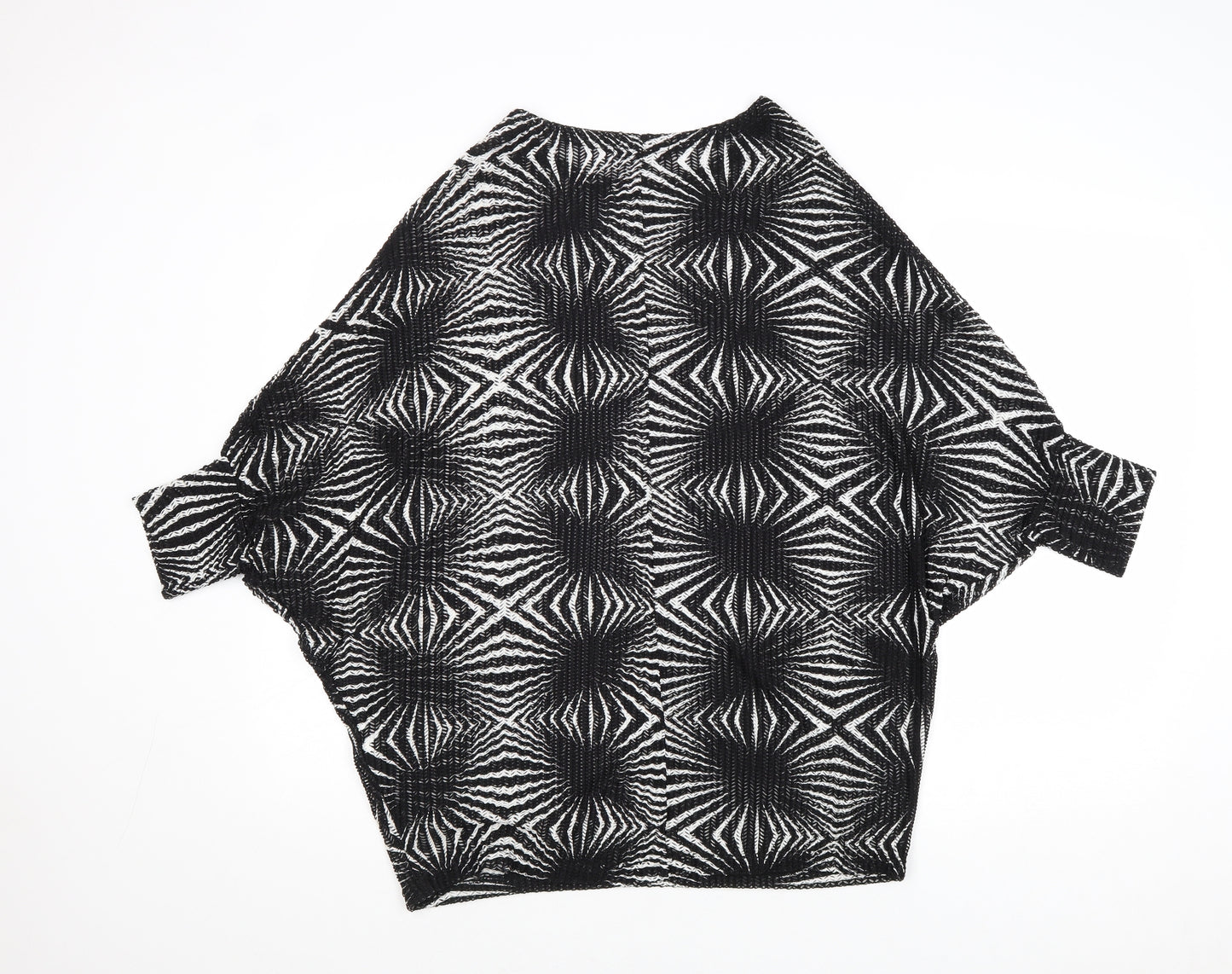 Mood Womens Black Geometric Polyester Basic Blouse Size S Round Neck - Size S-M