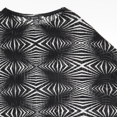 Mood Womens Black Geometric Polyester Basic Blouse Size S Round Neck - Size S-M