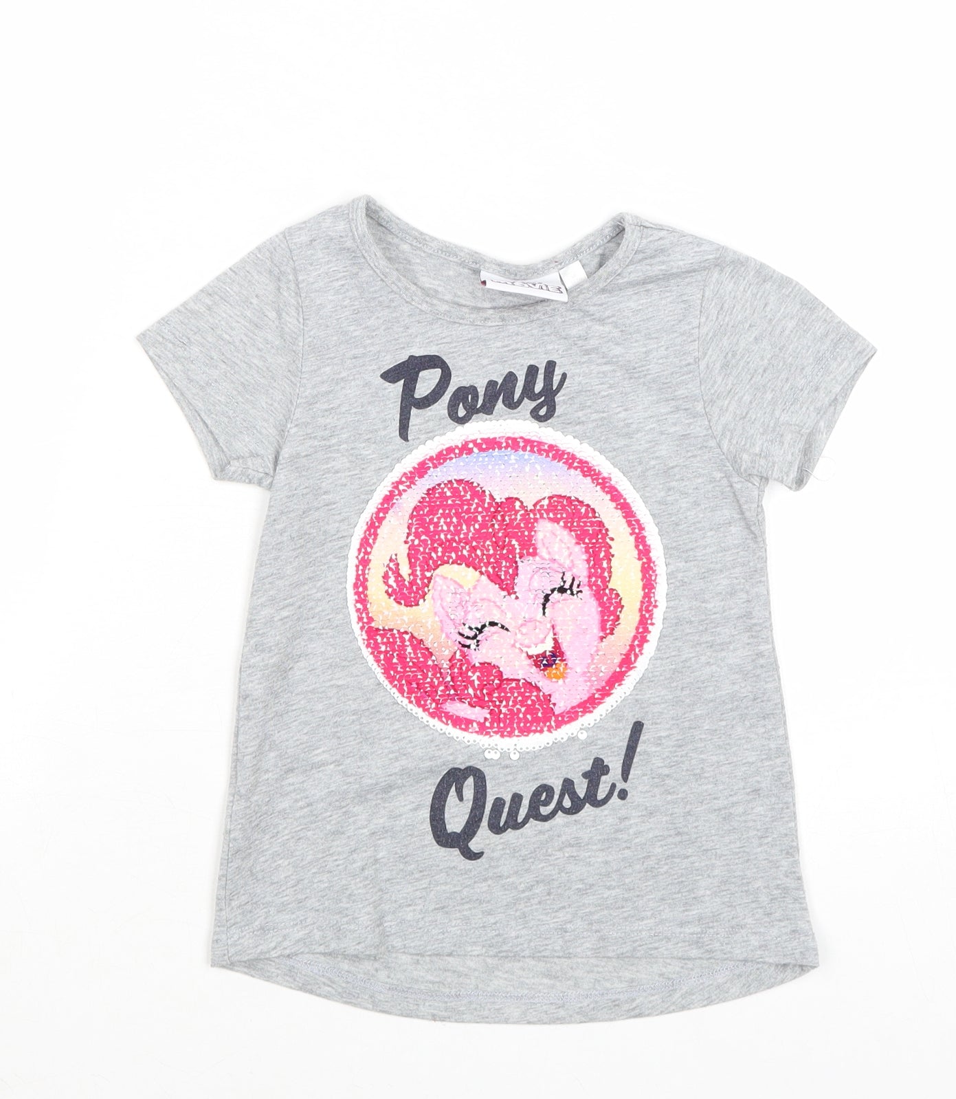 My Little Pony Girls Grey Polyester Pullover T-Shirt Size 3-4 Years Boat Neck Pullover - Pony