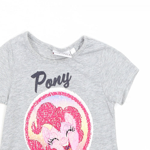 My Little Pony Girls Grey Polyester Pullover T-Shirt Size 3-4 Years Boat Neck Pullover - Pony