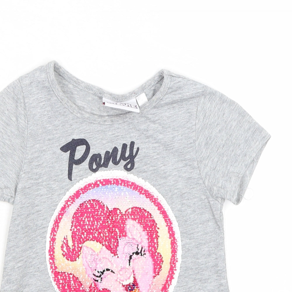 My Little Pony Girls Grey Polyester Pullover T-Shirt Size 3-4 Years Boat Neck Pullover - Pony