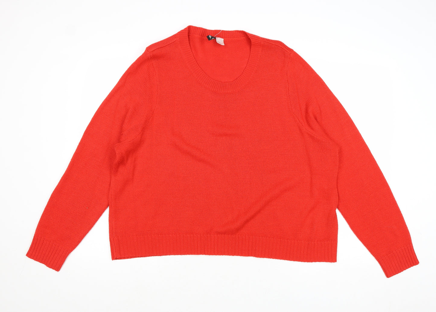 Divided by H&M Womens Red Round Neck Acrylic Pullover Jumper Size XL