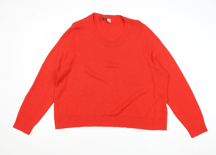 Divided by H&M Womens Red Round Neck Acrylic Pullover Jumper Size XL