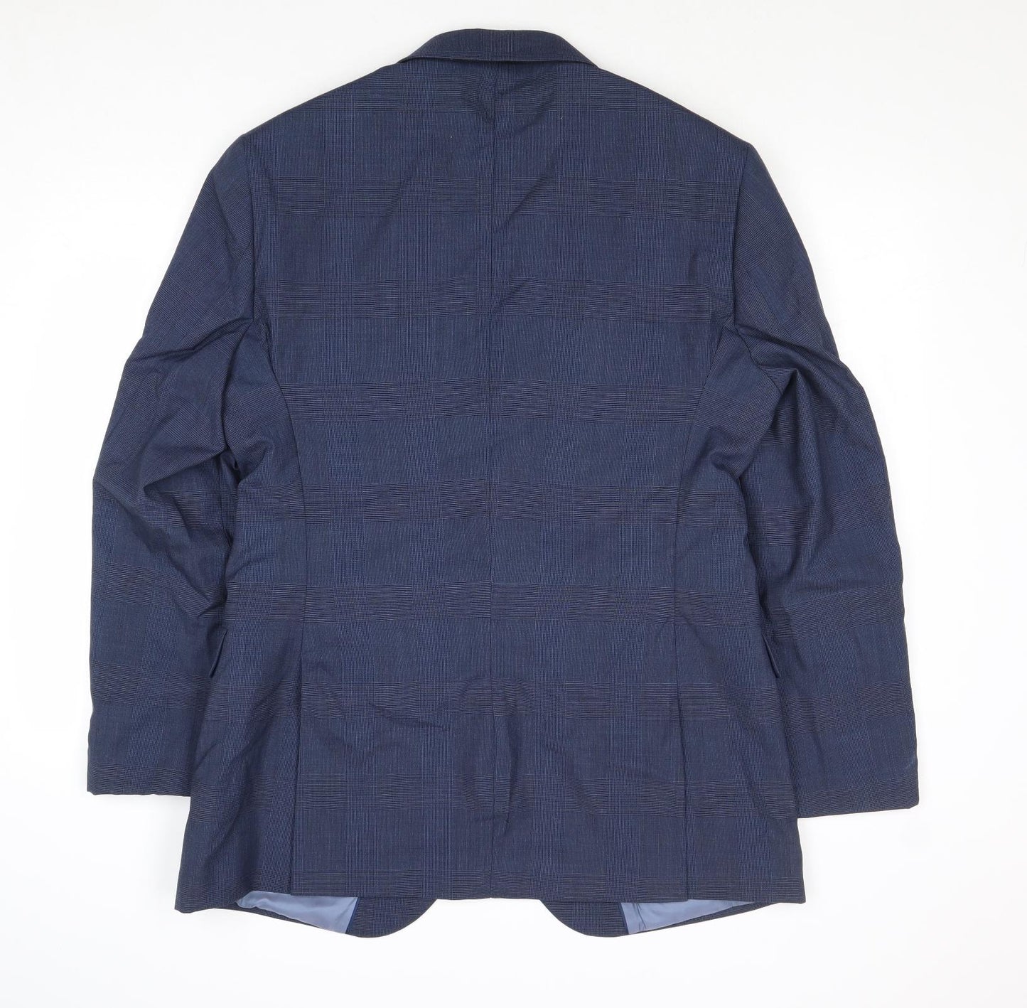 Chester Mens Blue Geometric Wool Jacket Suit Jacket Size 44 Regular