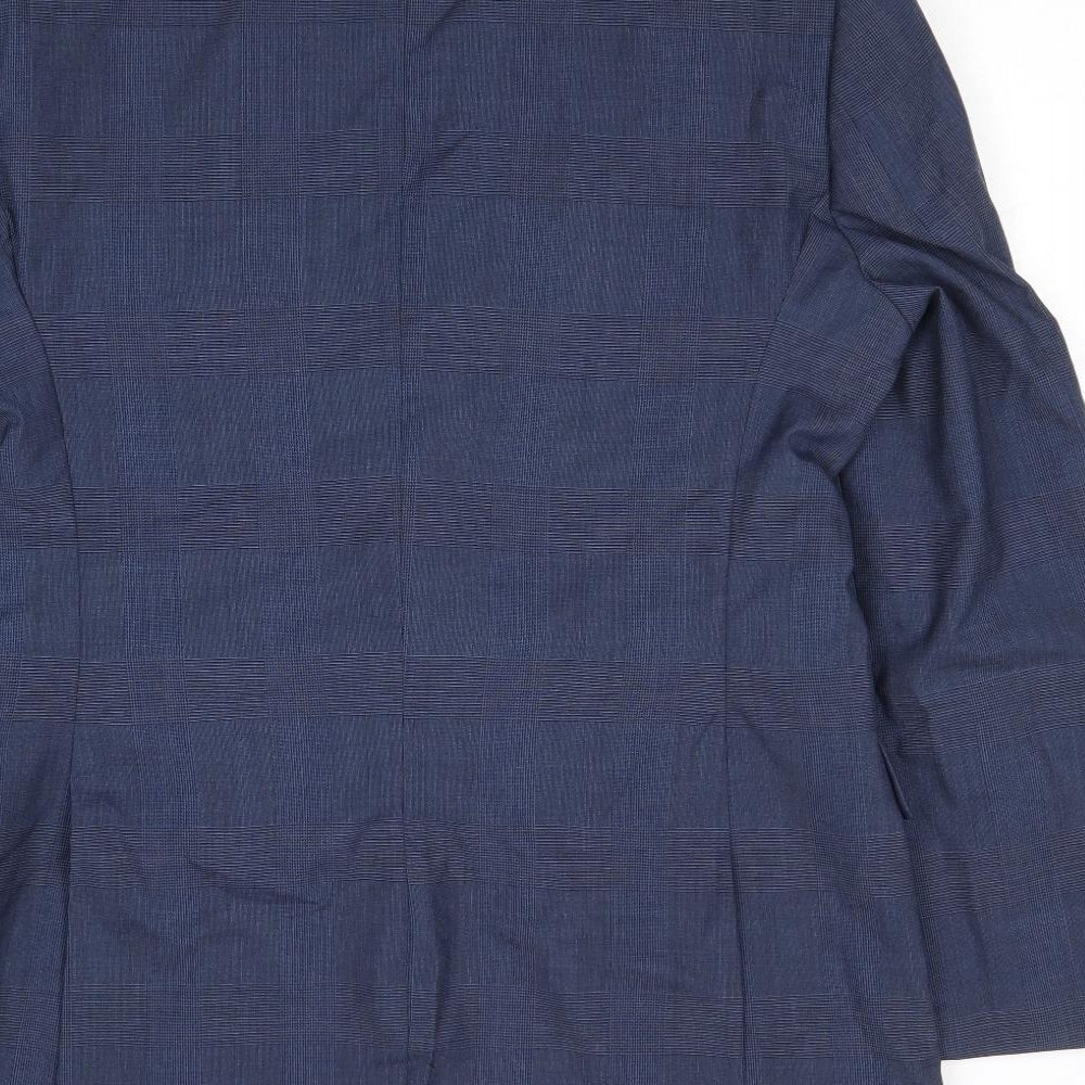 Chester Mens Blue Geometric Wool Jacket Suit Jacket Size 44 Regular