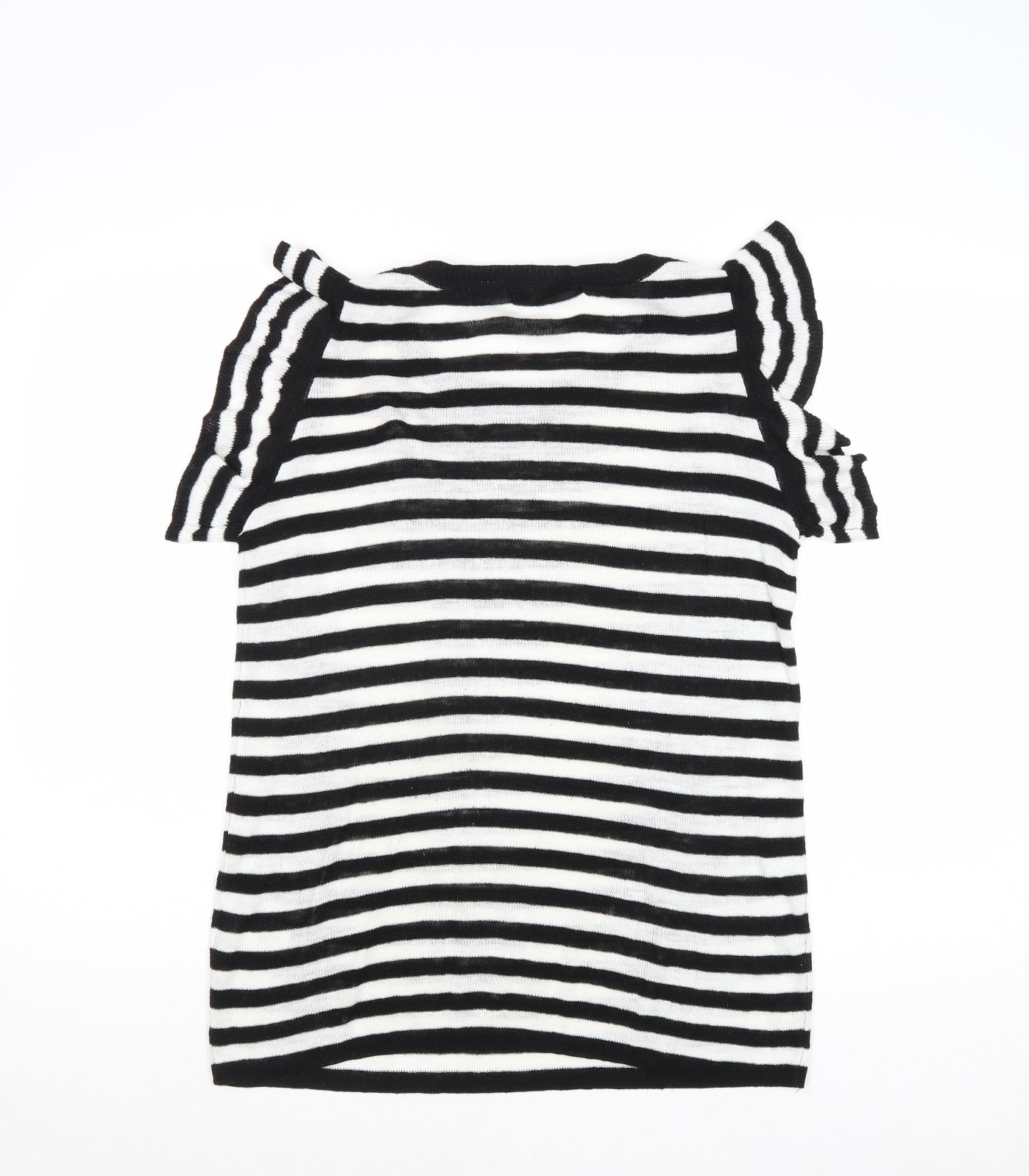 NEXT Womens Black Round Neck Striped Acrylic Pullover Jumper Size 12