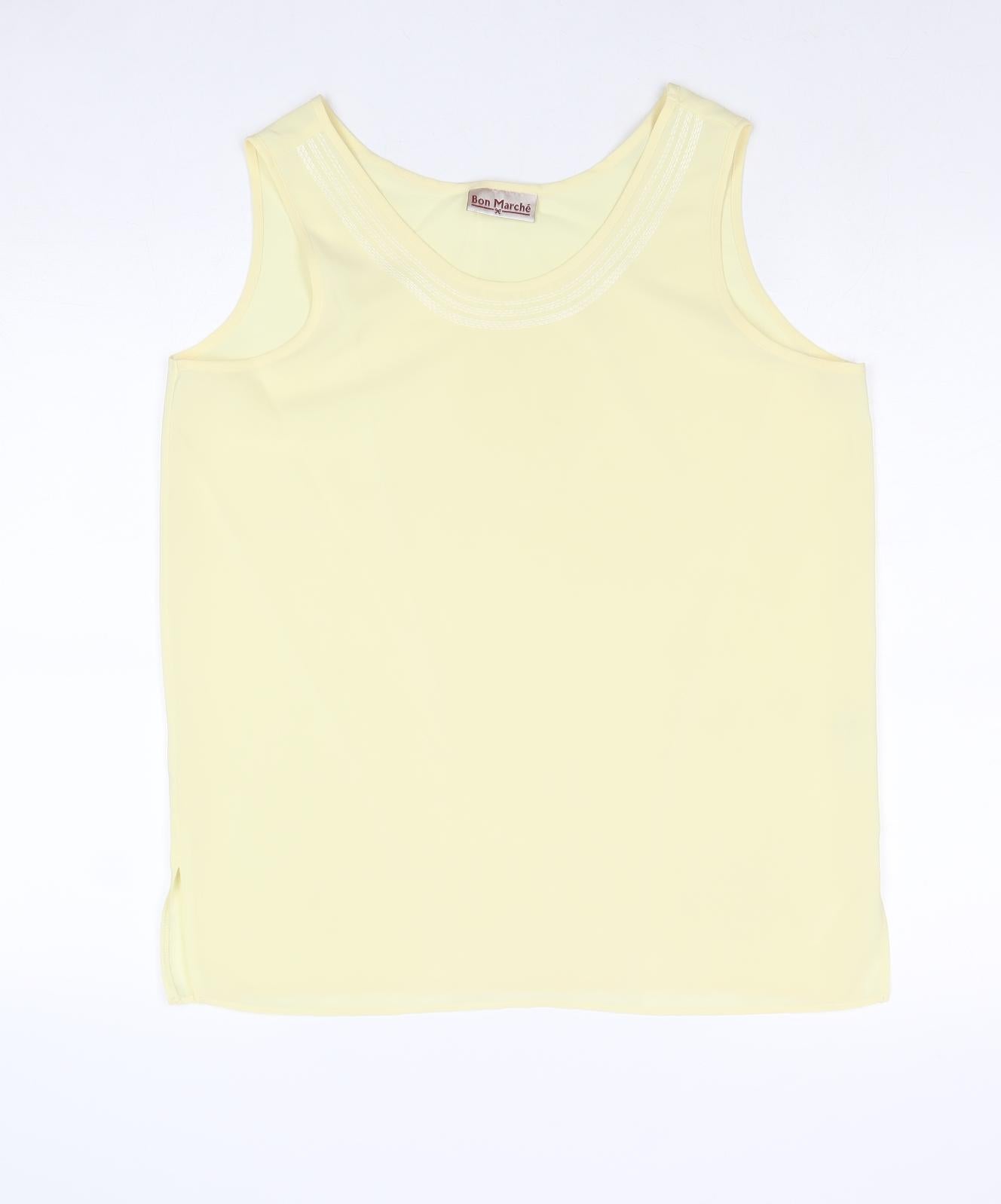 Bonmarché Womens Yellow Polyester Basic Tank Size 16 Boat Neck