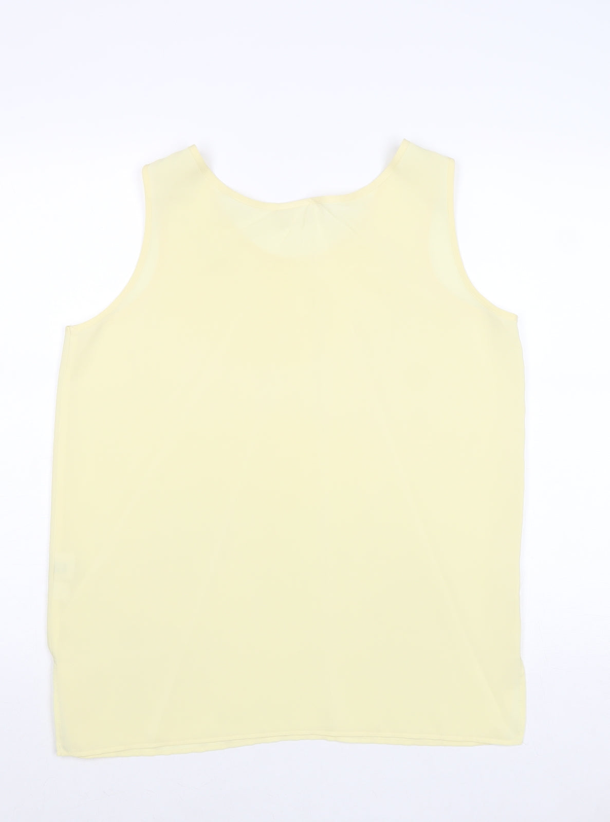 Bonmarché Womens Yellow Polyester Basic Tank Size 16 Boat Neck