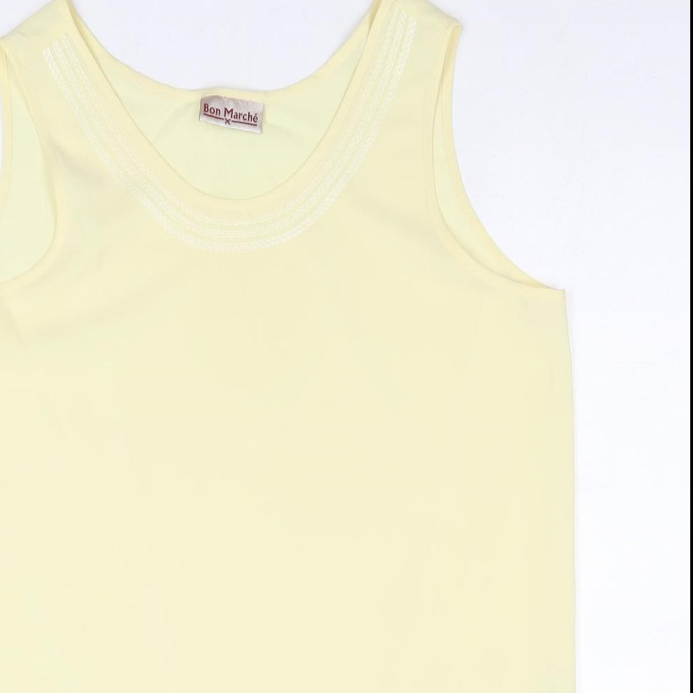 Bonmarché Womens Yellow Polyester Basic Tank Size 16 Boat Neck