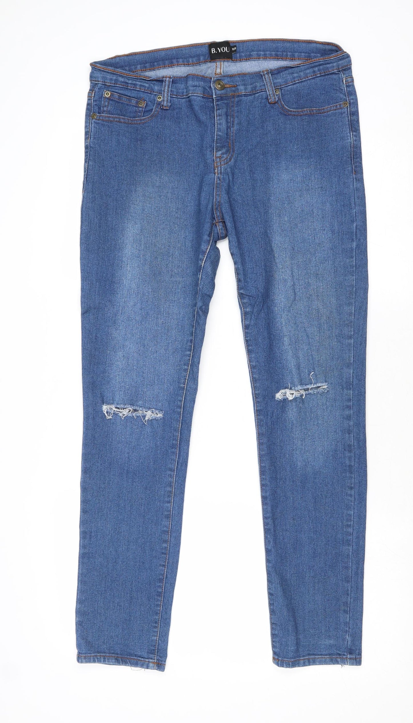 B.YOU Womens Blue Cotton Skinny Jeans Size 12 Regular Zip