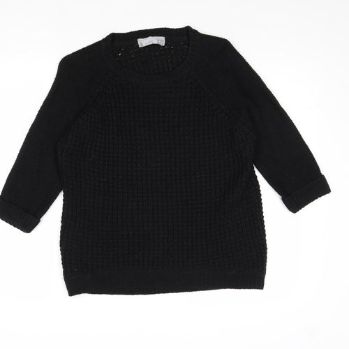 CMB Womens Black Round Neck Acrylic Pullover Jumper Size 12