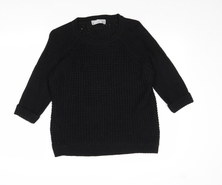 CMB Womens Black Round Neck Acrylic Pullover Jumper Size 12