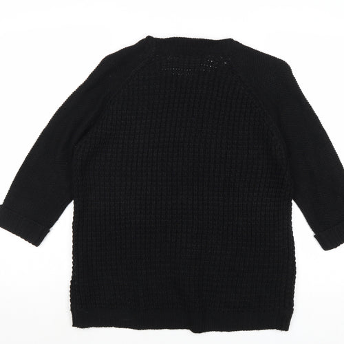 CMB Womens Black Round Neck Acrylic Pullover Jumper Size 12