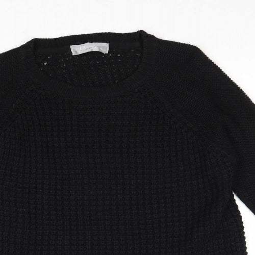 CMB Womens Black Round Neck Acrylic Pullover Jumper Size 12