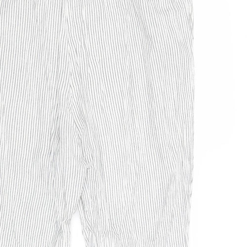 Marks and Spencer Womens Grey Striped Viscose Trousers Size 16 Regular
