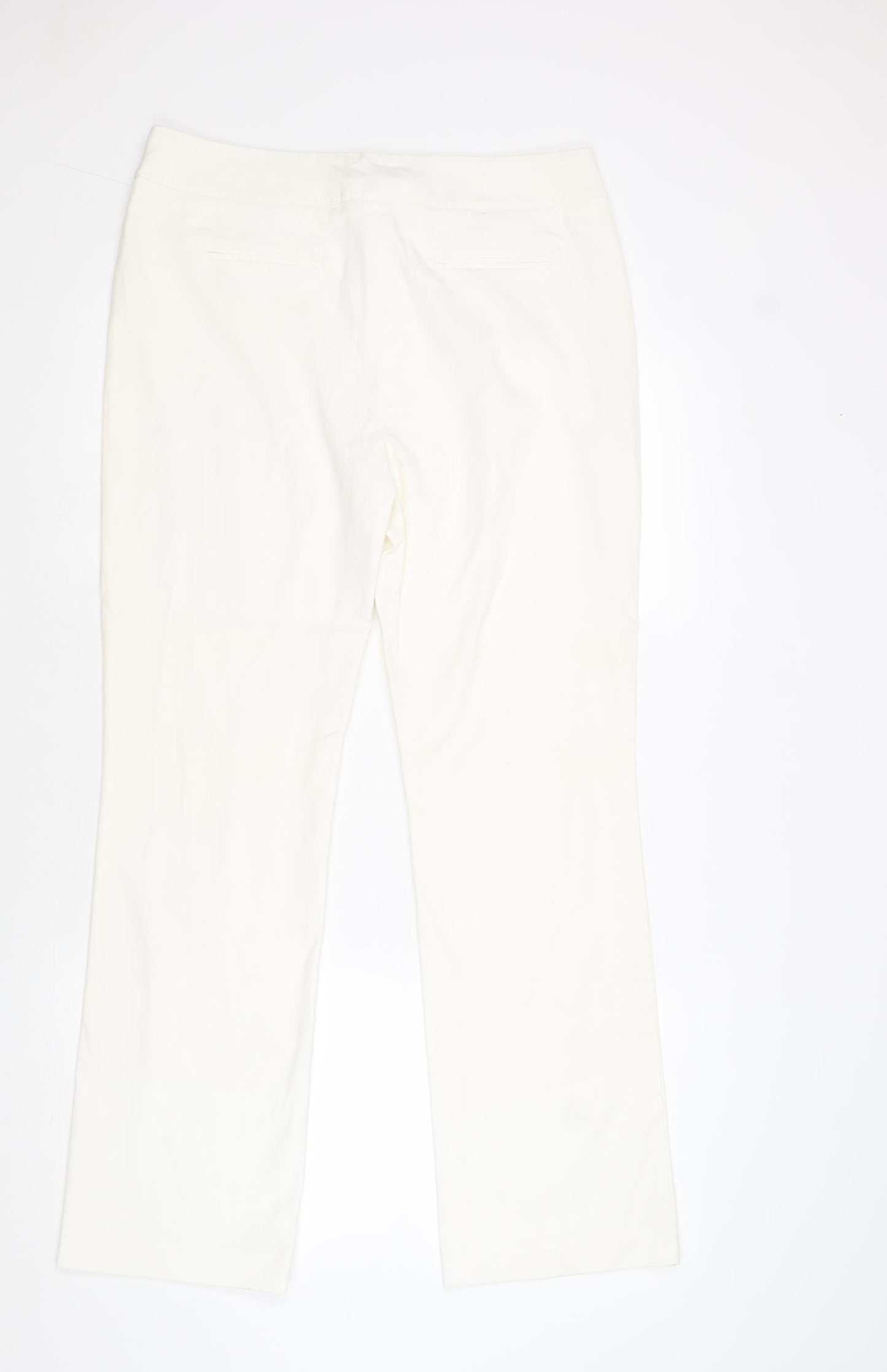 Autograph Womens White Cotton Trousers Size 14 Regular Zip