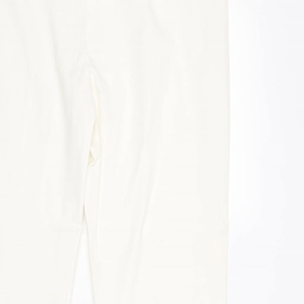 Autograph Womens White Cotton Trousers Size 14 Regular Zip