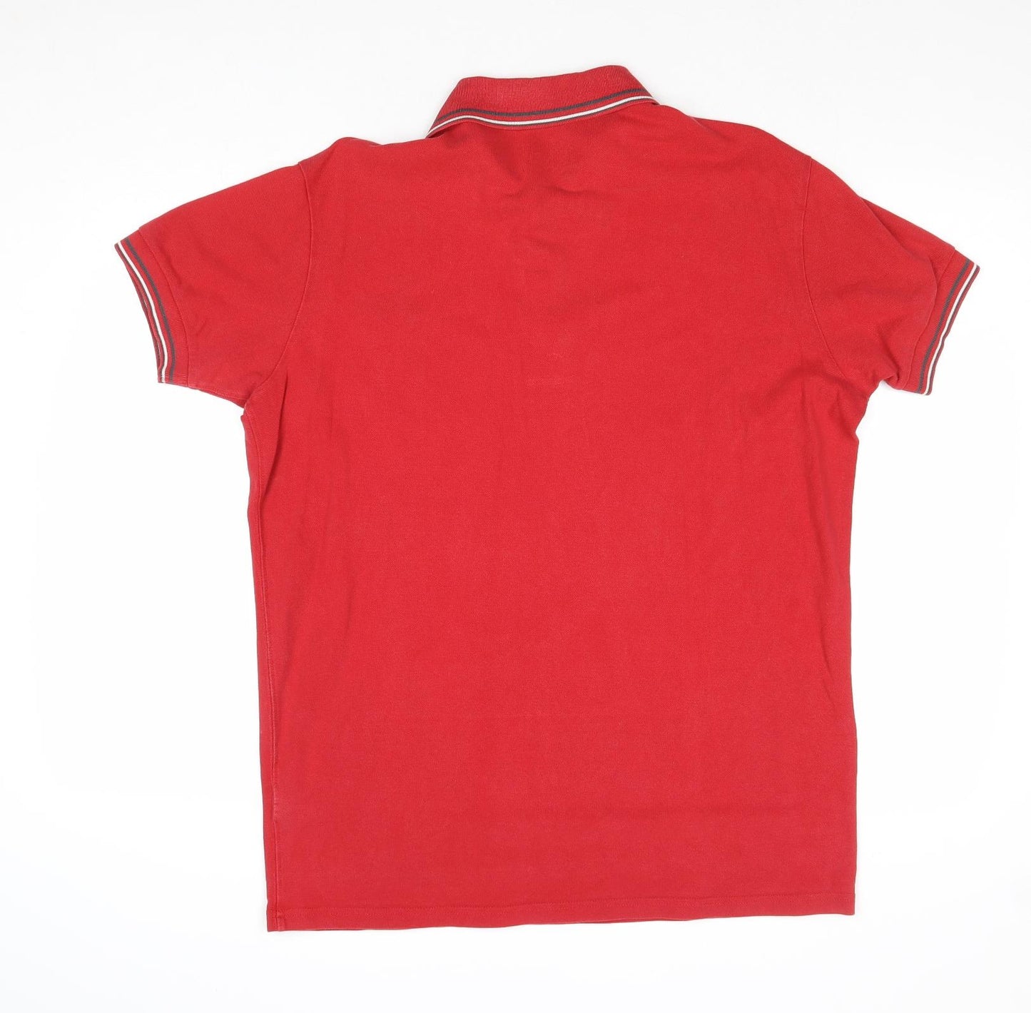 Diesel Mens Red Cotton Polo Size XL Collared Button