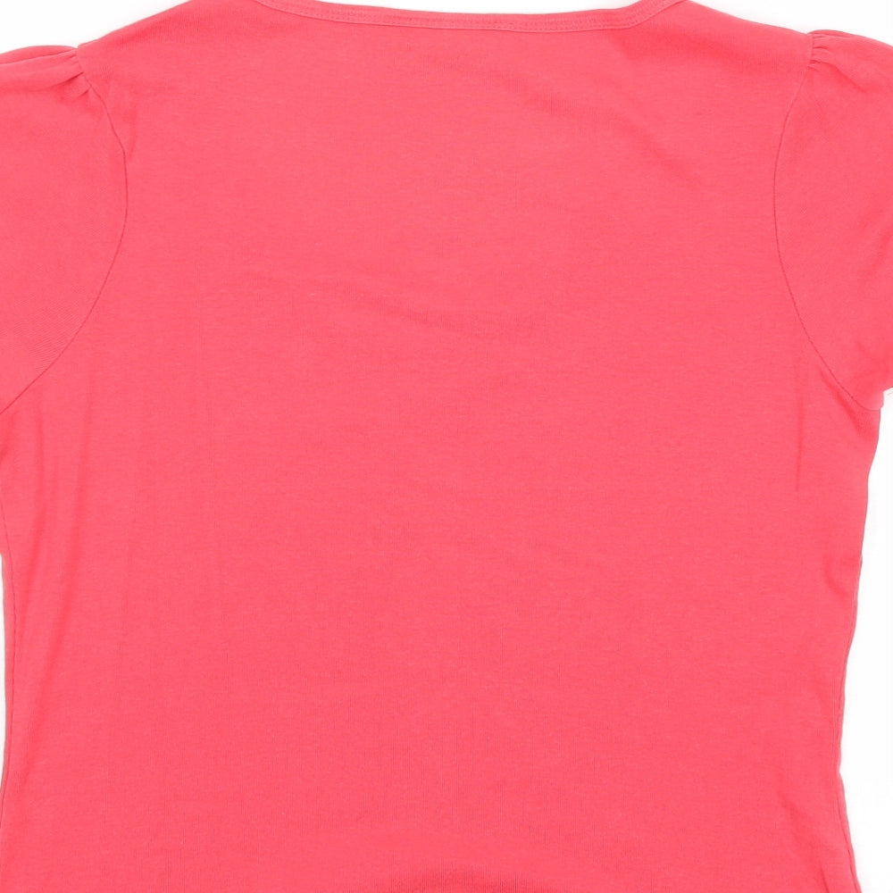 Maya Womens Pink Cotton Basic T-Shirt Size S Scoop Neck
