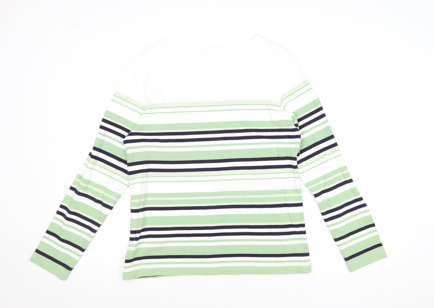 Damart Womens Multicoloured Striped Cotton Basic T-Shirt Size 14 Square Neck