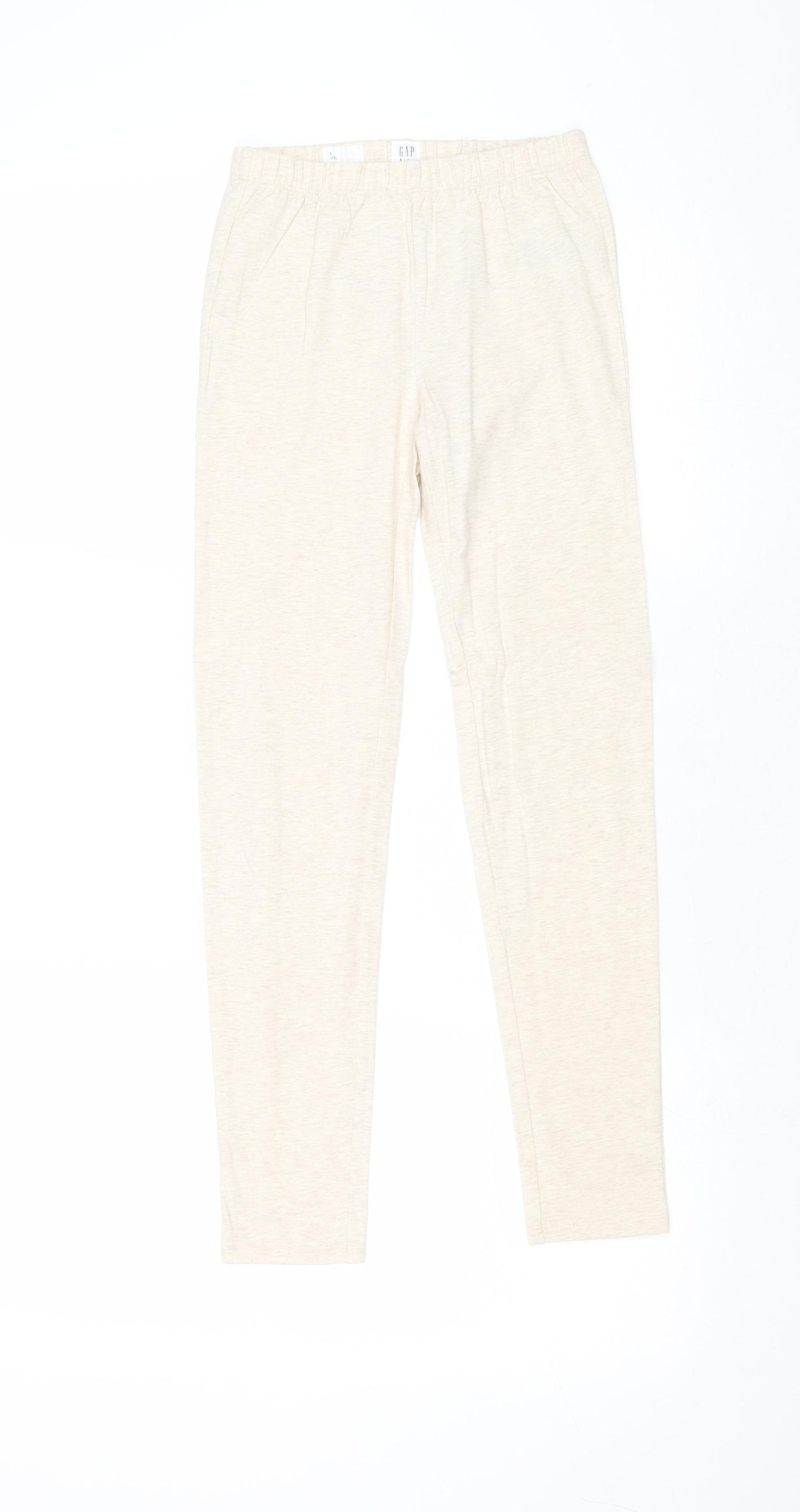 Gap Girls Beige Cotton Jogger Trousers Size L Regular Pullover - Leggings