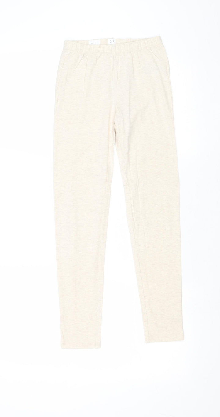 Gap Girls Beige Cotton Jogger Trousers Size L Regular Pullover - Leggings