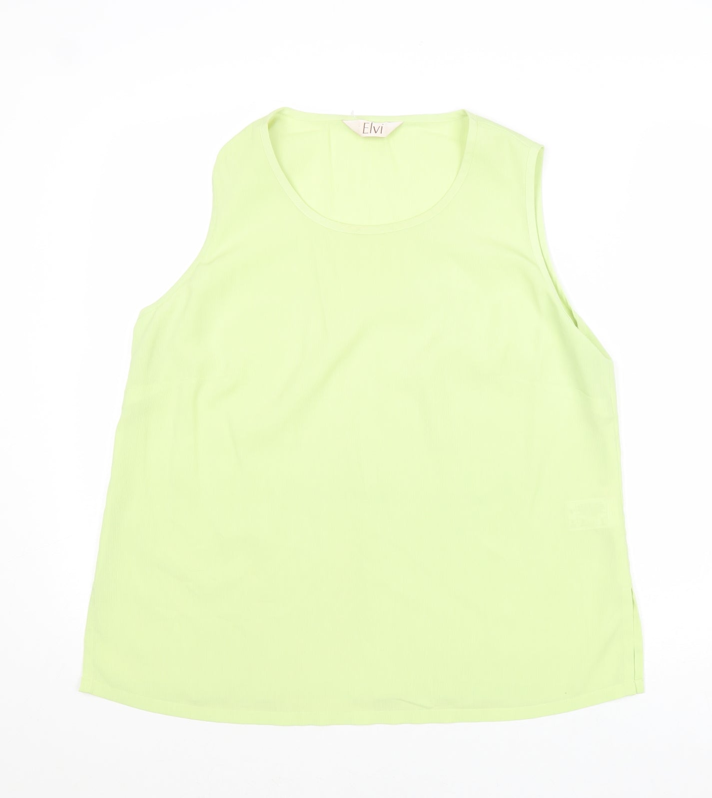 ELVI Womens Green Polyester Basic Blouse Size 16 Boat Neck