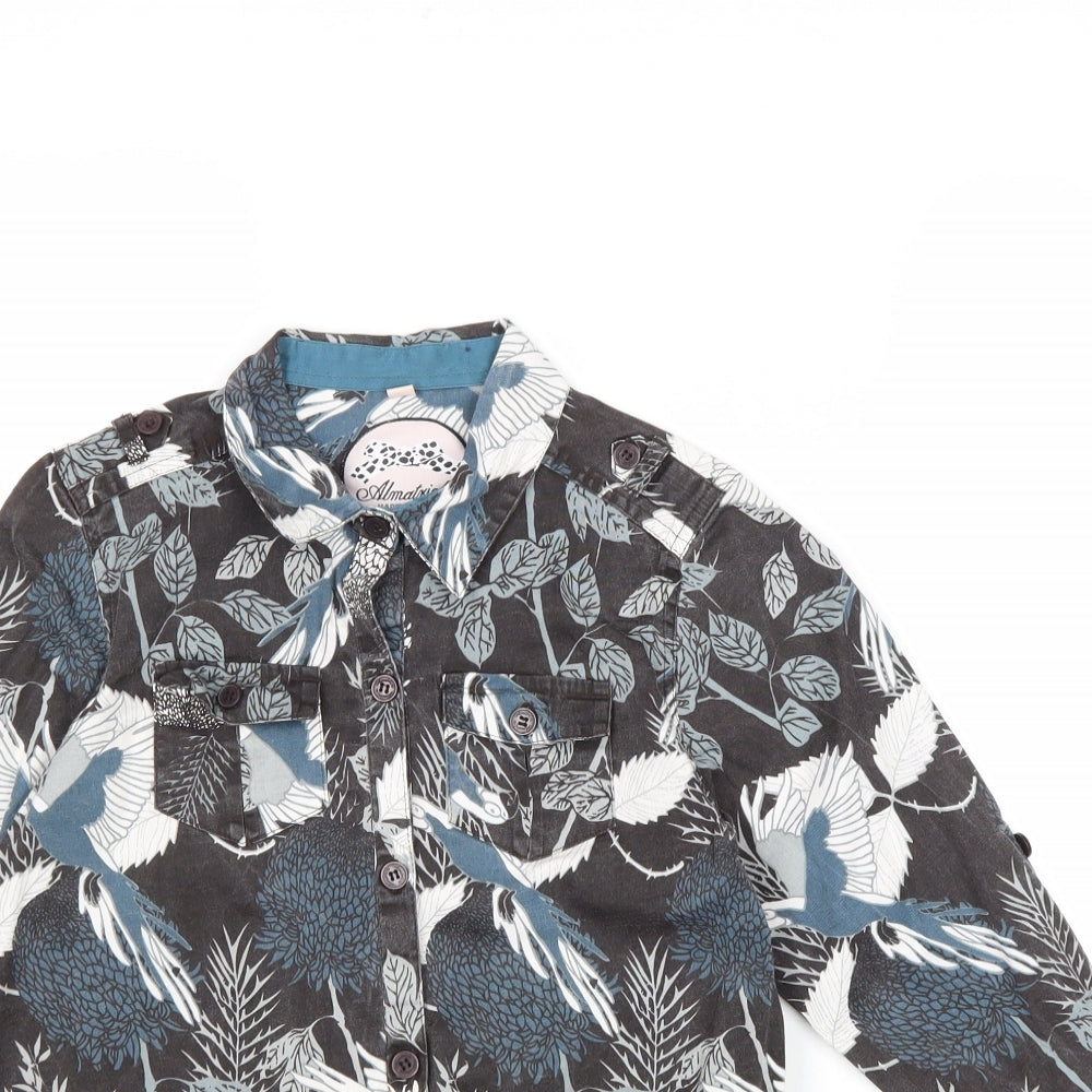 Almatrichi Boys Multicoloured Geometric Cotton Basic Button-Up Size 10 Years Collared Button