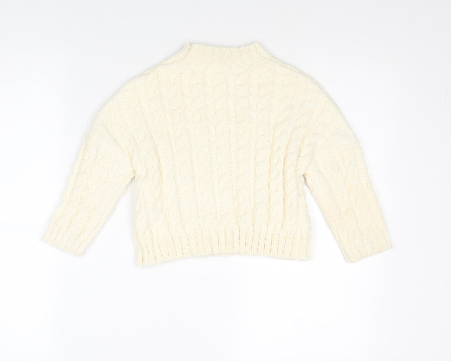 Bass Girls Ivory Mock Neck Polyester Pullover Jumper Size 4 Years Pullover