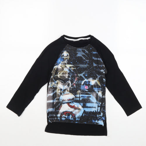 Star Wars Boys Black Cotton Pullover T-Shirt Size 5 Years Round Neck Pullover