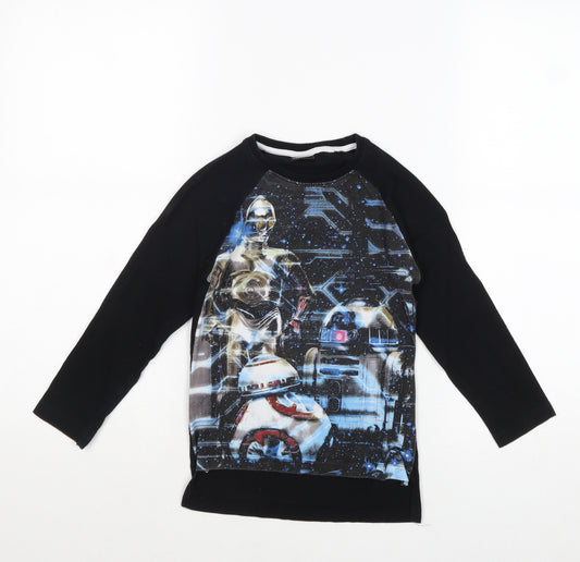 Front view of Star Wars boys’ black cotton pullover t-shirt, size 5, years round neck pullover