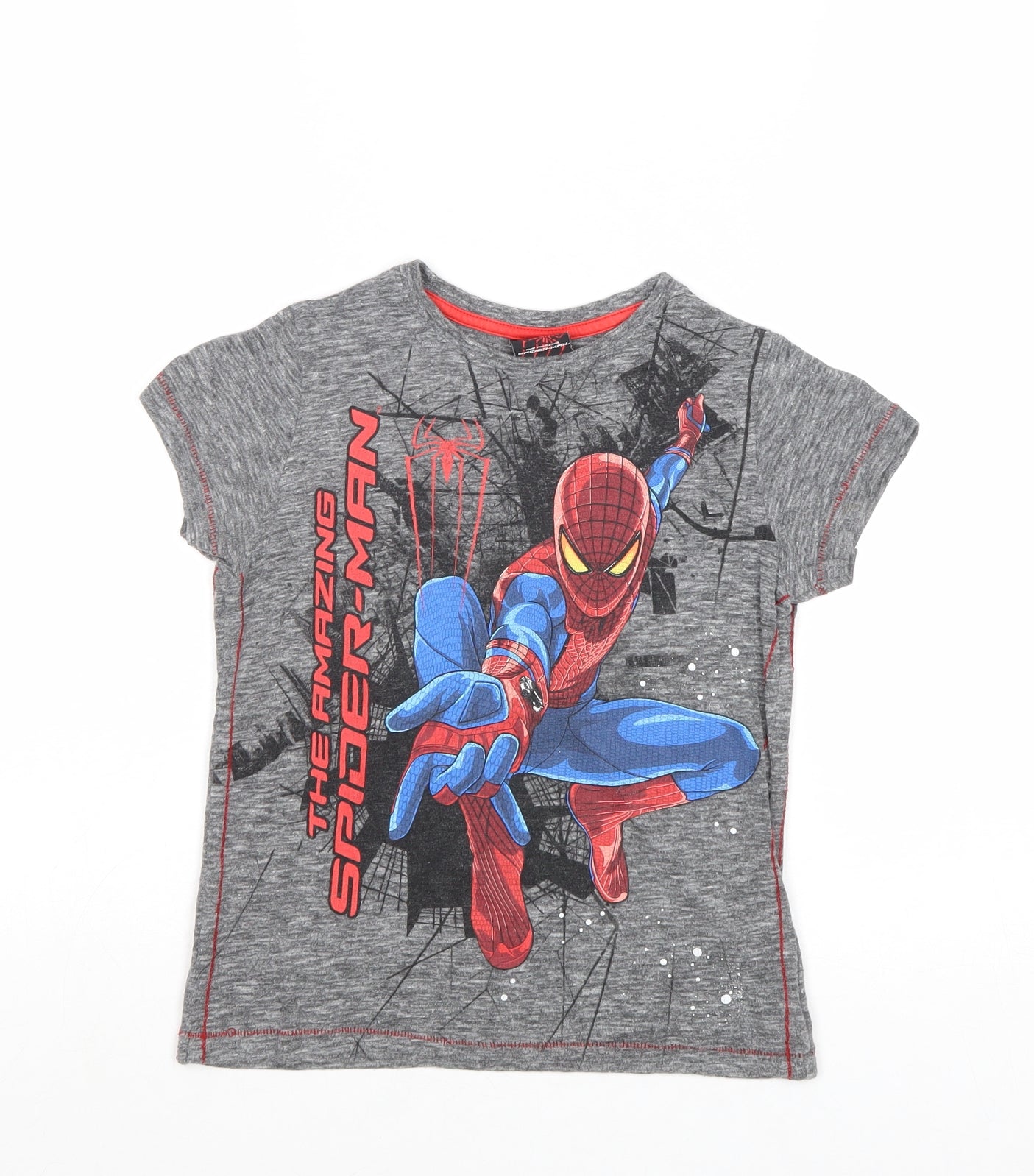 Spiderman Boys Grey Cotton Pullover T-Shirt Size 4 Years Crew Neck Pullover - Spider-Man