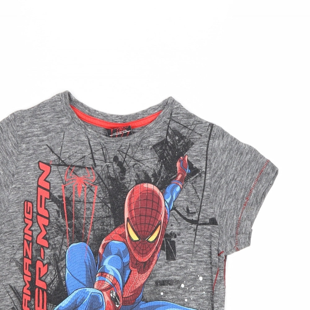 Spiderman Boys Grey Cotton Pullover T-Shirt Size 4 Years Crew Neck Pullover - Spider-Man