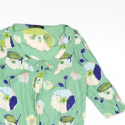 NEXT Womens Green Floral Viscose Basic Blouse Size 8 Boat Neck