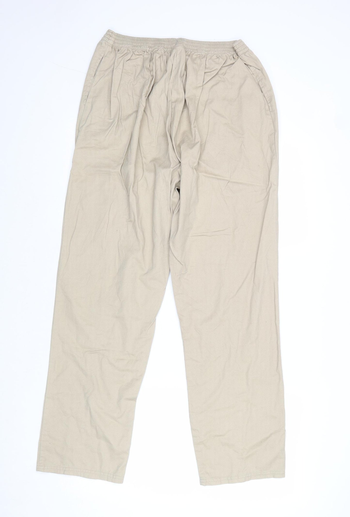 Edmee Collection Womens Beige Cotton Trousers Size 18 Regular