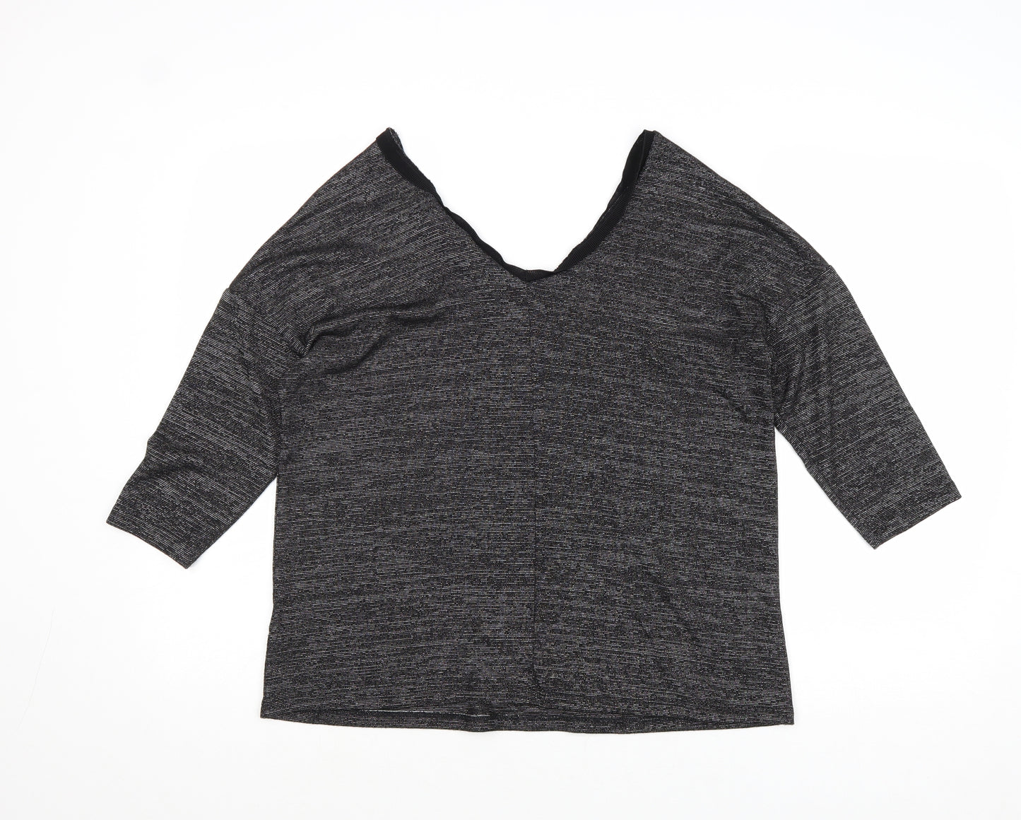 Marks and Spencer Womens Grey Polyester Basic Blouse Size 10 V-Neck