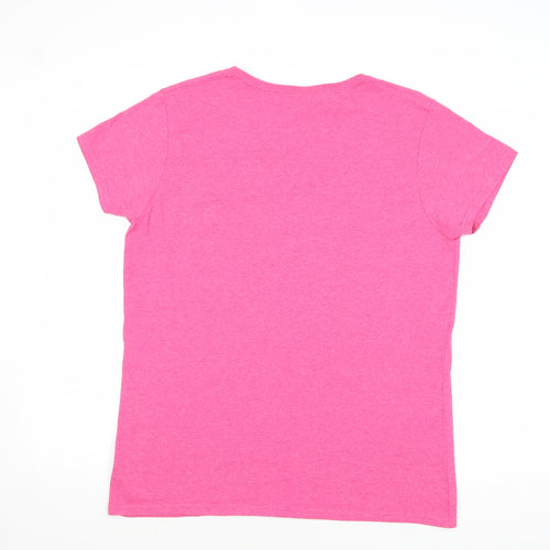 Gildan Womens Pink Cotton Basic T-Shirt Size L V-Neck - Salt Lake City