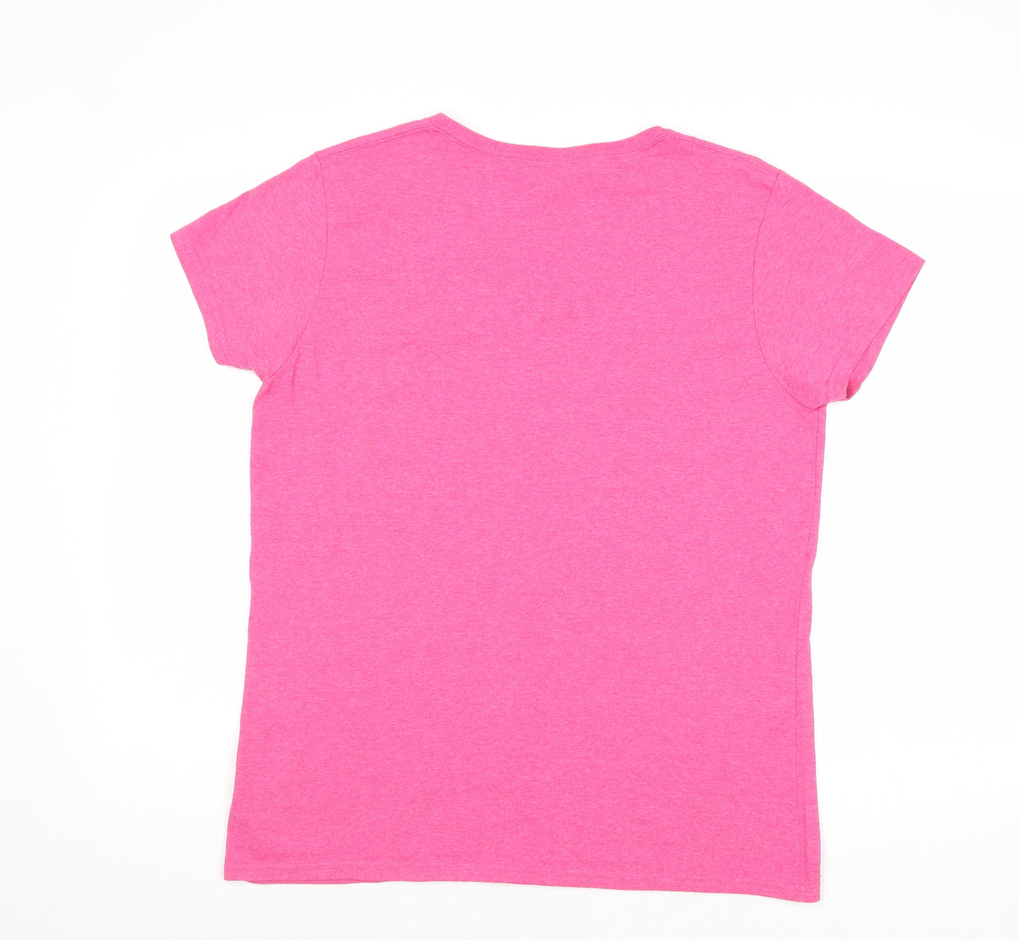 Gildan Womens Pink Cotton Basic T-Shirt Size L V-Neck - Salt Lake City