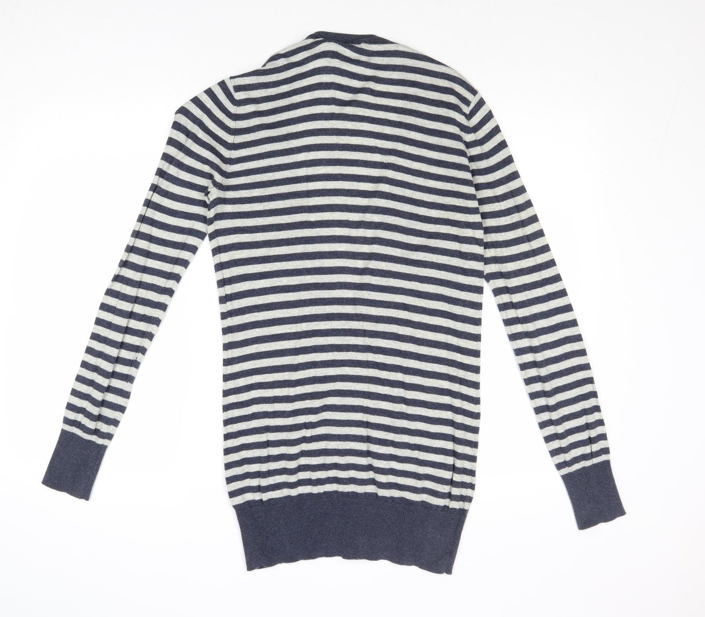 New Look Womens Multicoloured V-Neck Striped Cotton Cardigan Jumper Size 10