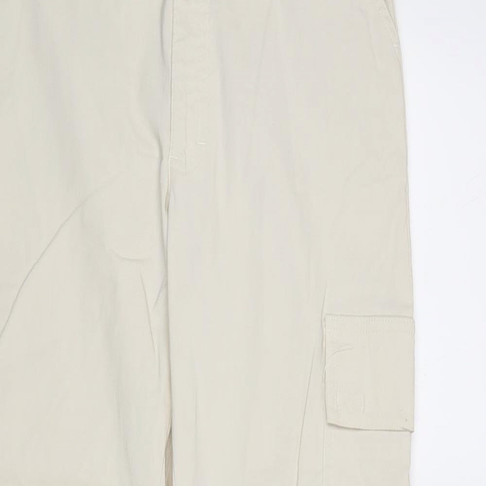 Exlindexlind Womens Beige Viscose Trousers Size 12 Regular Zip
