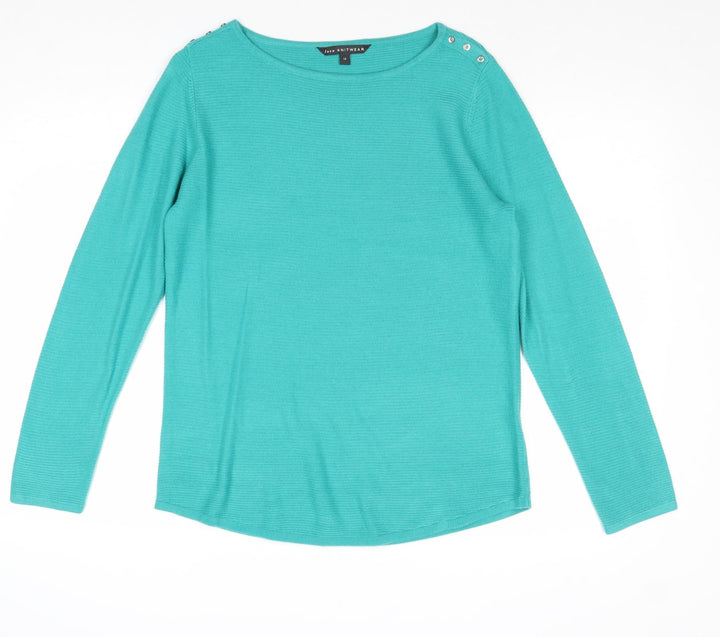 Bonmarché Womens Green Round Neck Acrylic Pullover Jumper Size 12